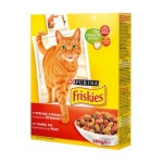 Friskies (Фріскіс) Сухий повнораціонний корм для дорослих котів з м’ясом, куркою та доданою печінкою 300 г